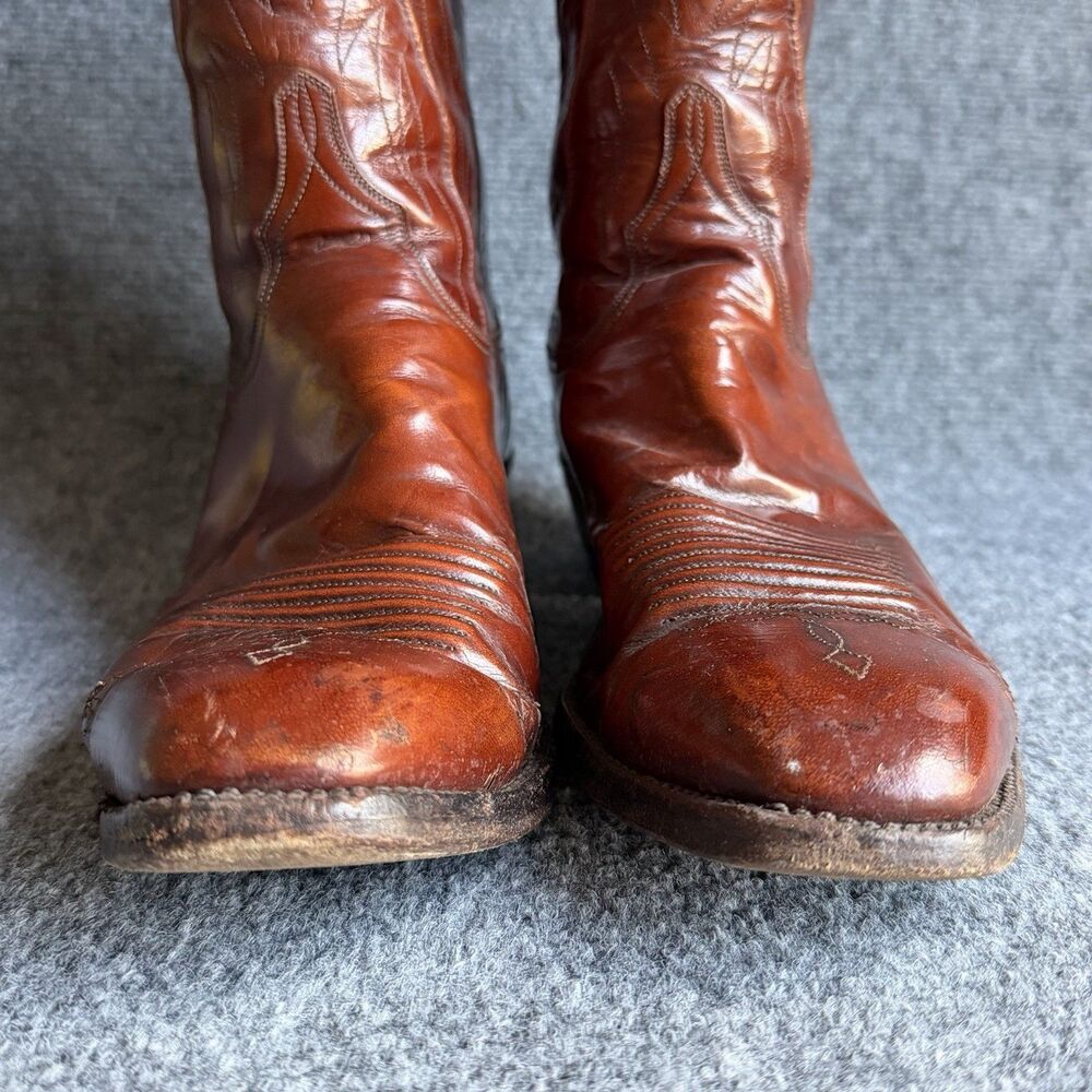 Vintage Lucchese L6609 Brown Leather Cowboy Western Boots Men’s 11 D USA - Picture 6 of 16